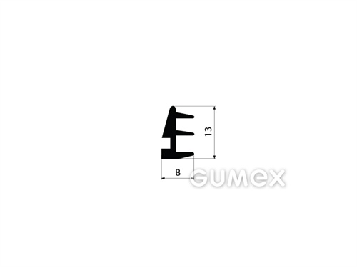 Geformtes Gummiprofil, 13x8mm, 2-Ströme, 70°ShA, EPDM -40°C/+100°C, schwarz, 